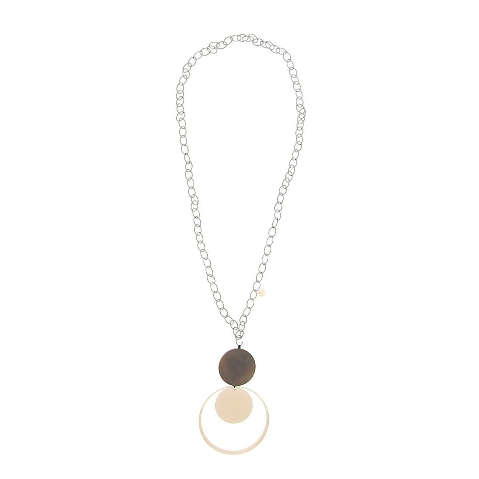 COLLAR LARGO COLGANTE MADERA METAL