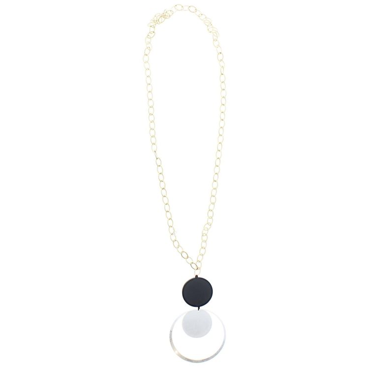 LONG NECKLACE PENDANT WOOD METAL 2