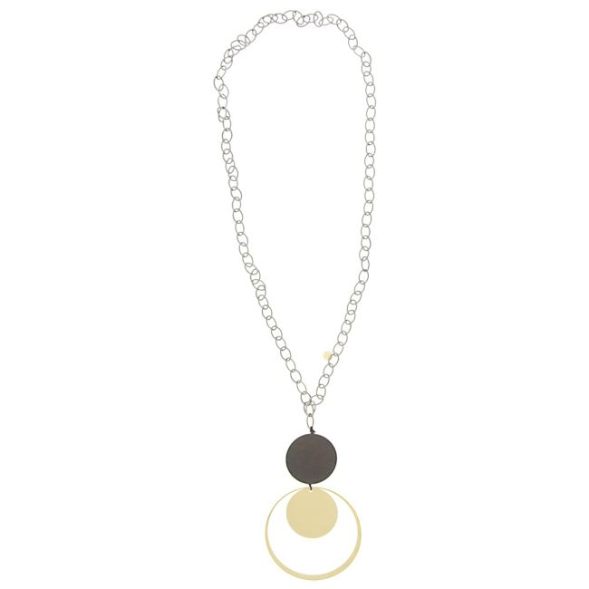 COLLAR LARGO COLGANTE MADERA METAL