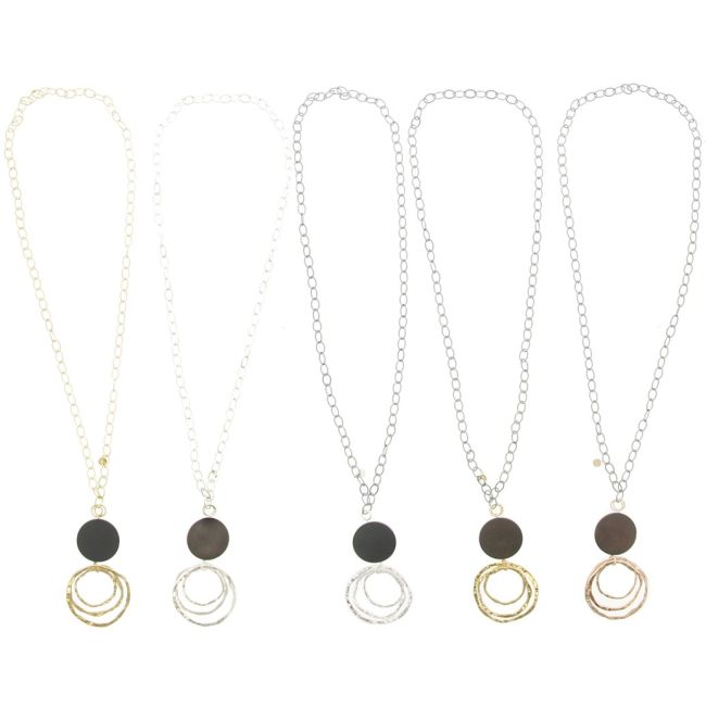 COLLAR LARGO MADERA COLGANTE TRIPLE ANILLA METAL