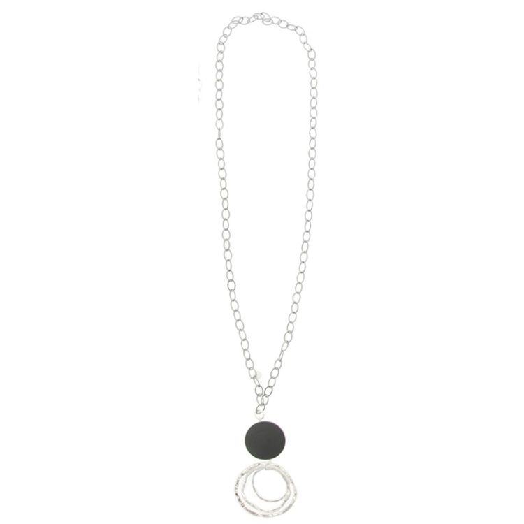 COLLAR LARGO MADERA COLGANTE TRIPLE ANILLA METAL
