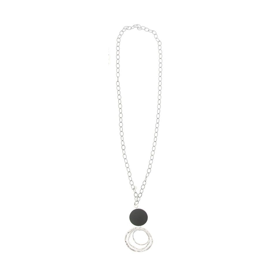 COLLAR LARGO MADERA COLGANTE TRIPLE ANILLA METAL