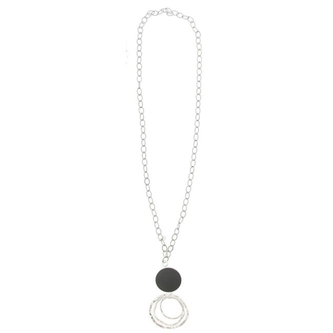 COLLAR LARGO MADERA COLGANTE TRIPLE ANILLA METAL