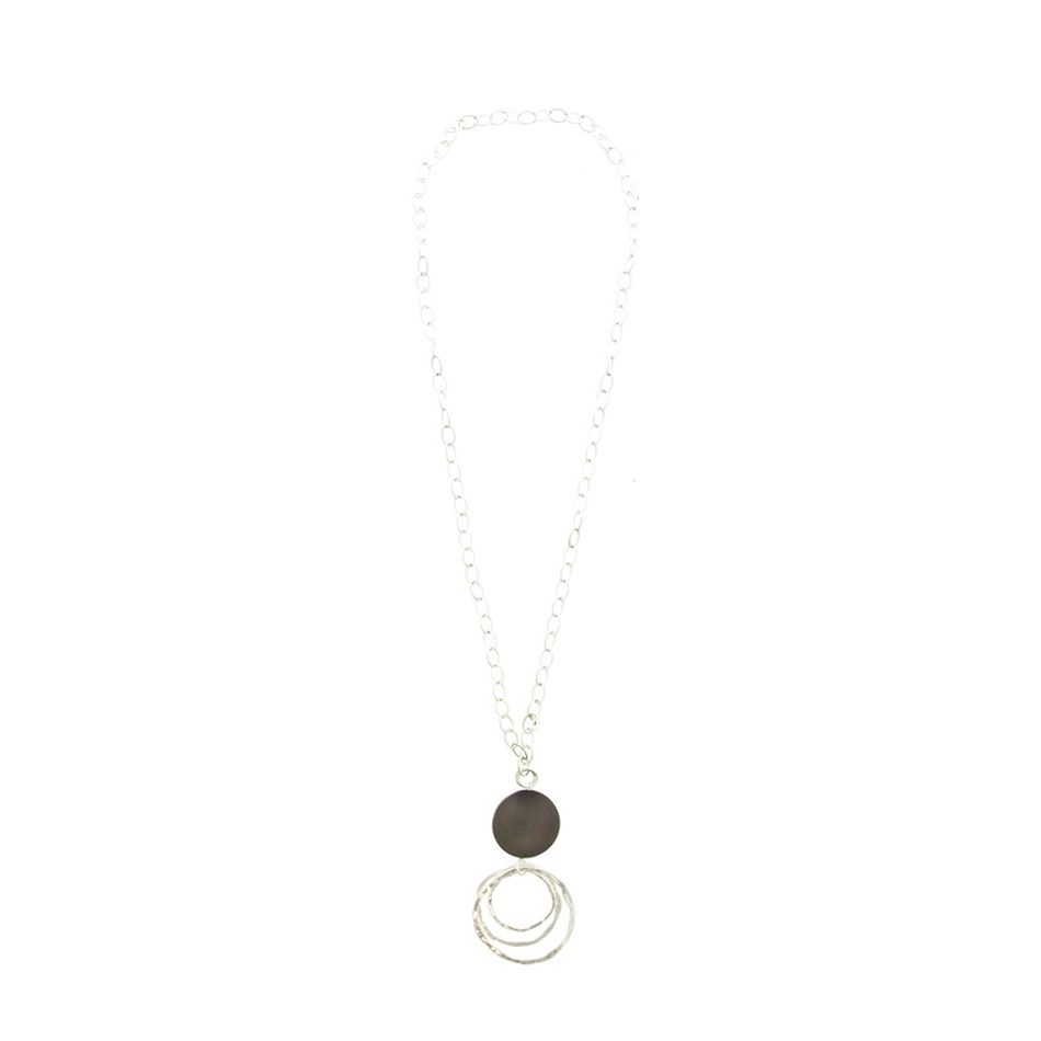 COLLAR LARGO MADERA COLGANTE TRIPLE ANILLA METAL