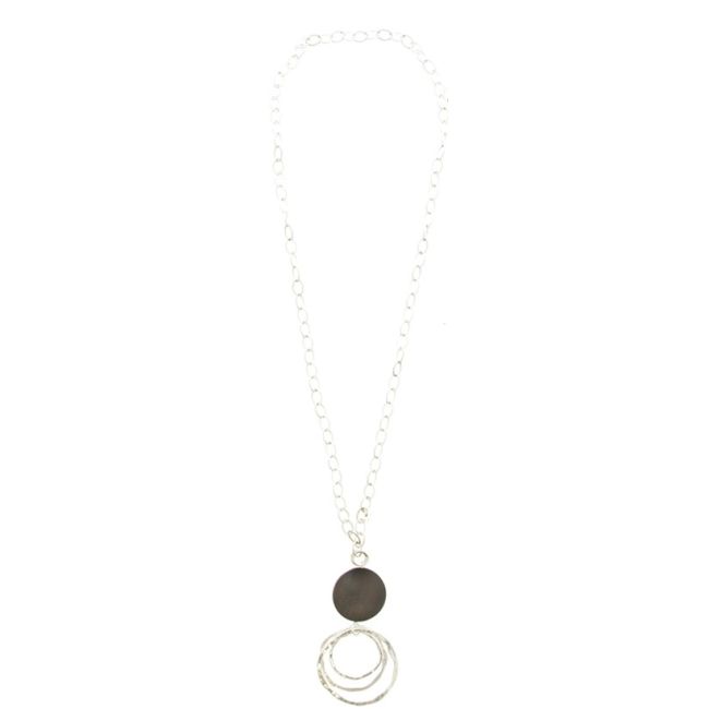COLLAR LARGO MADERA COLGANTE TRIPLE ANILLA METAL