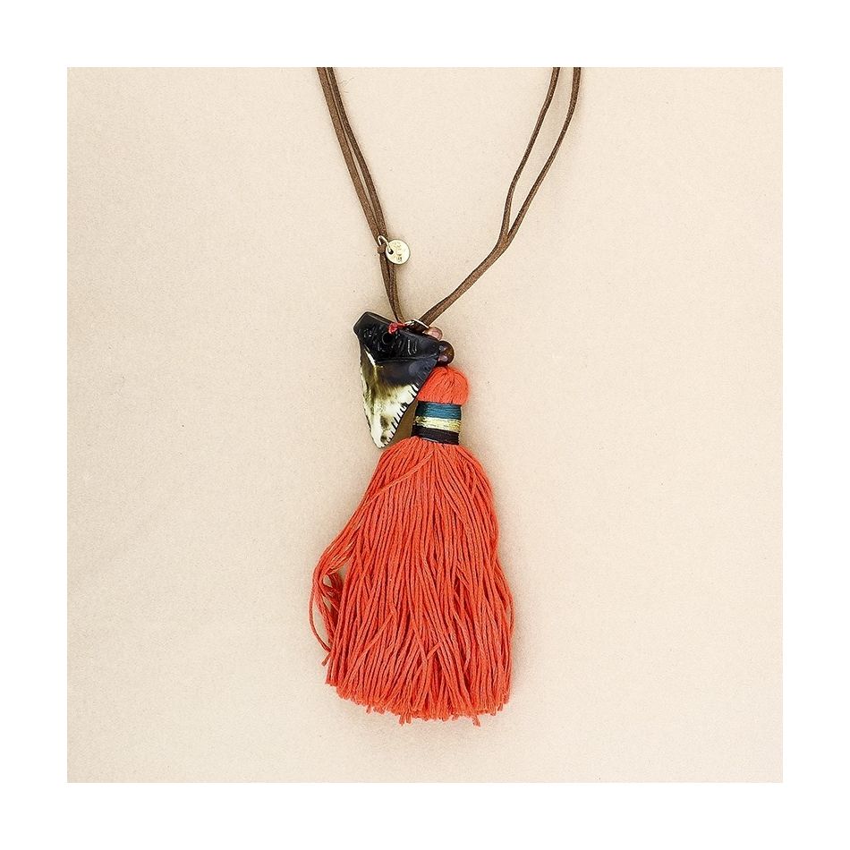 FRINGE RESIN PENDANT LONG NECKLACE