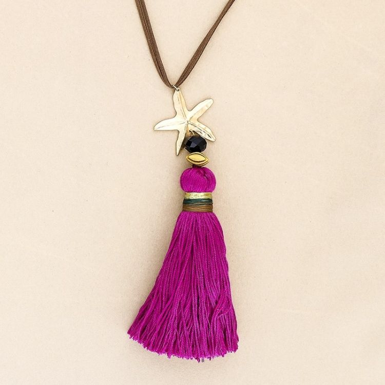 FRINGE STAR PENDANT LONG NECKLACE