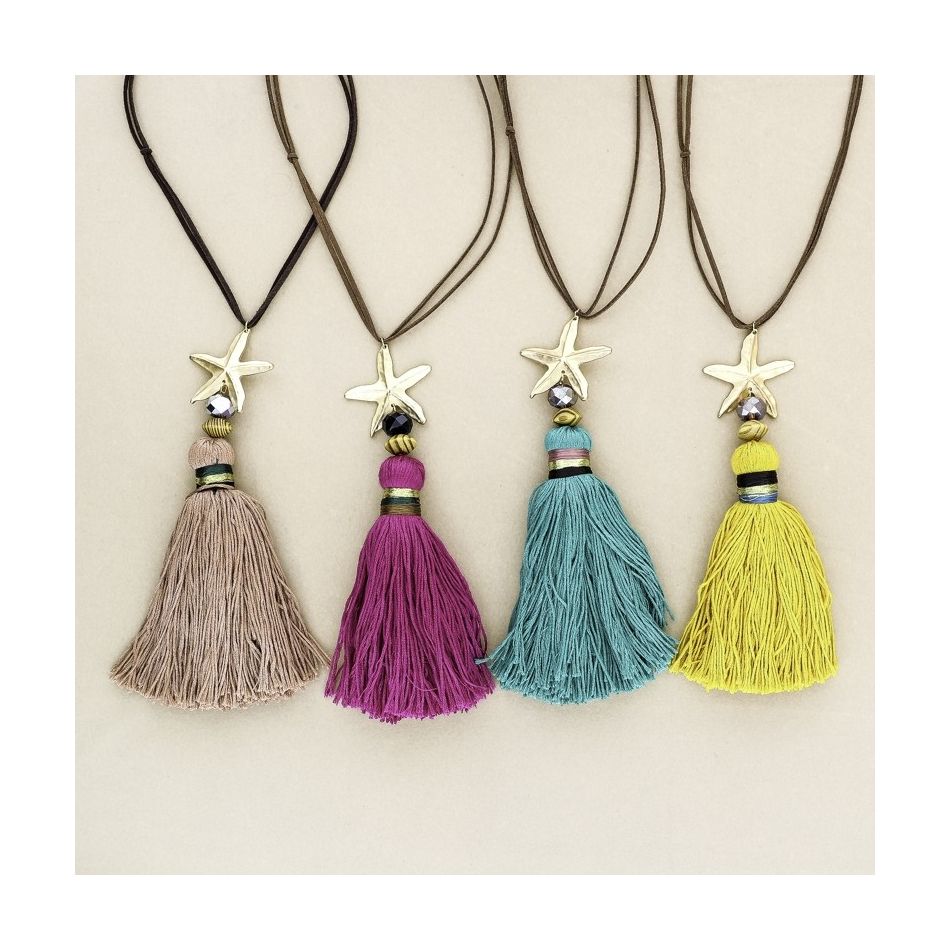 FRINGE STAR PENDANT LONG NECKLACE