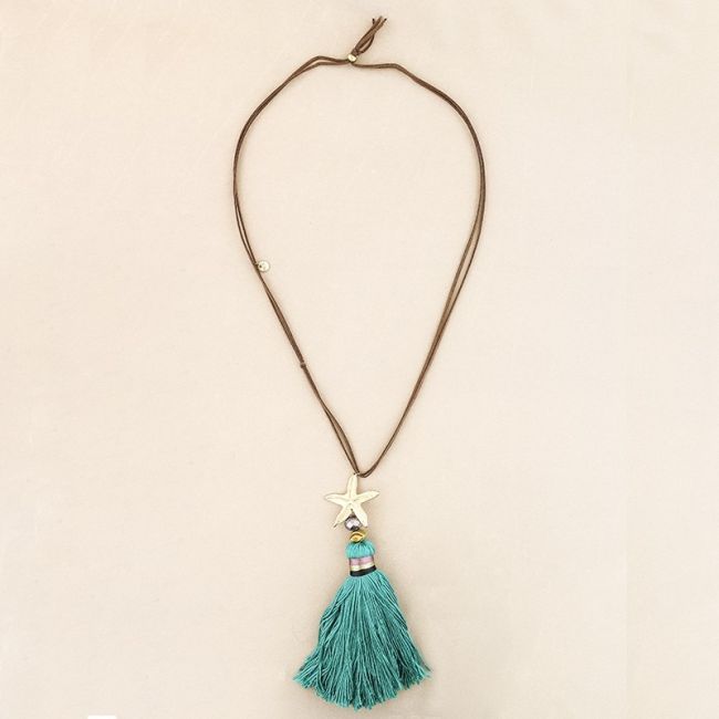 COLLAR LARGO COLGANTE ESTRELLA FLECO