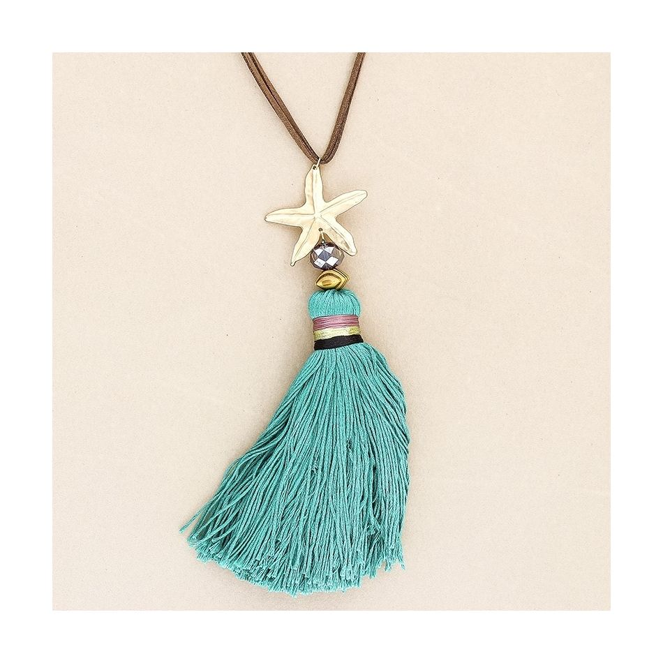 FRINGE STAR PENDANT LONG NECKLACE