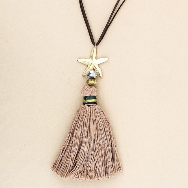 FRINGE STAR PENDANT LONG NECKLACE