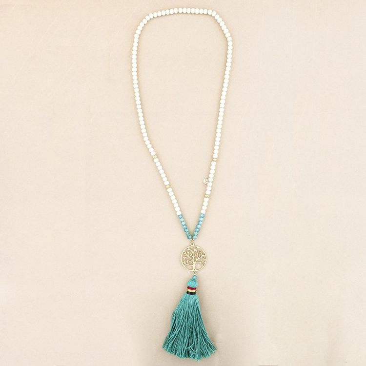 TREE OF LIFE METAL FRINGE LONG PENDANT NECKLACE 2
