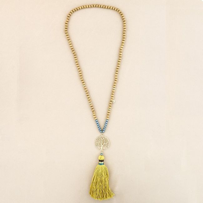 TREE OF LIFE METAL FRINGE LONG PENDANT NECKLACE