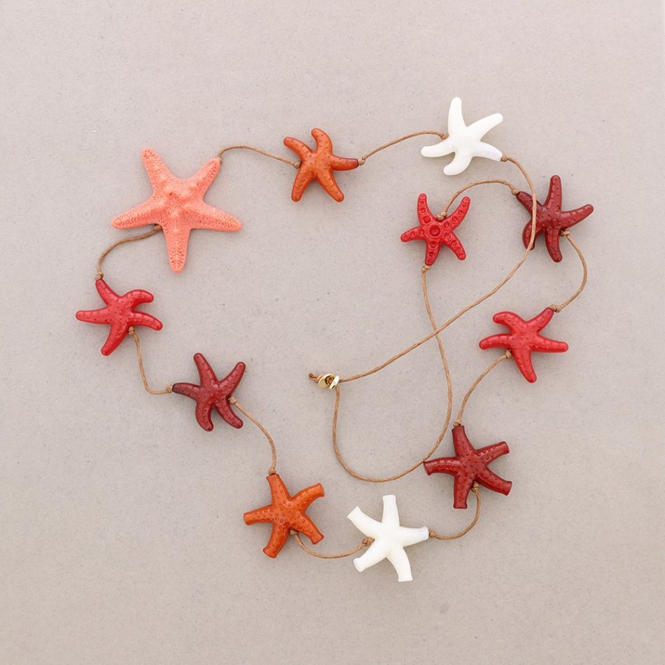 COLLAR LARGO ESTRELLAS DE MAR RESINA