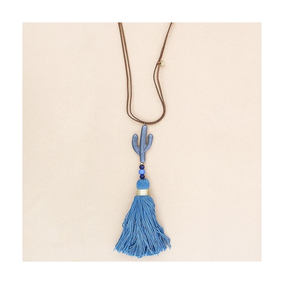 COLLAR LARGO COLGANTE CACTUS FLECO