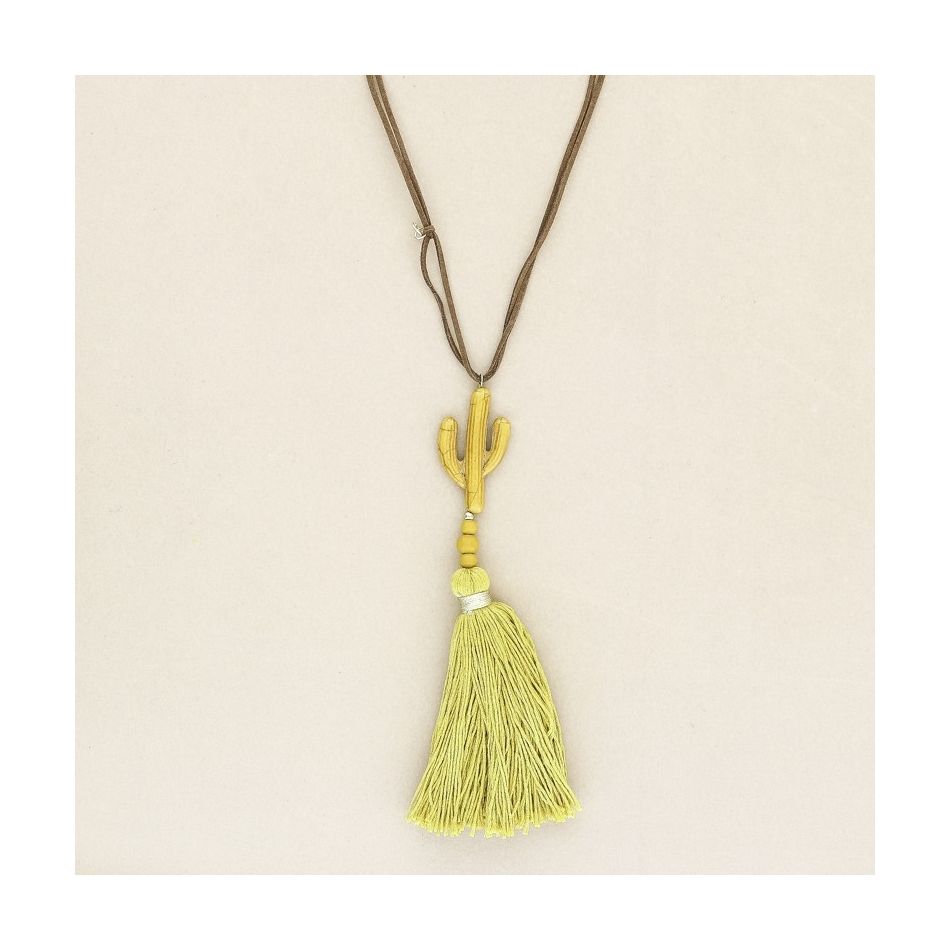 COLLAR LARGO COLGANTE CACTUS FLECO