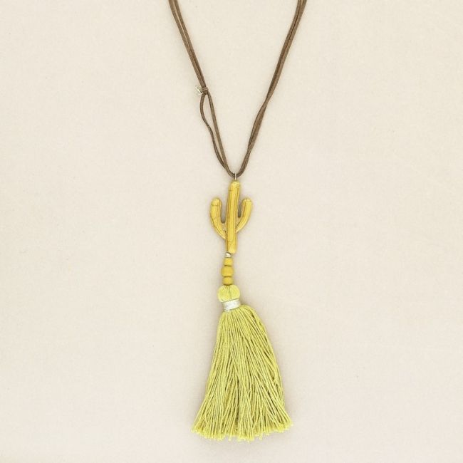 COLLAR LARGO COLGANTE CACTUS FLECO