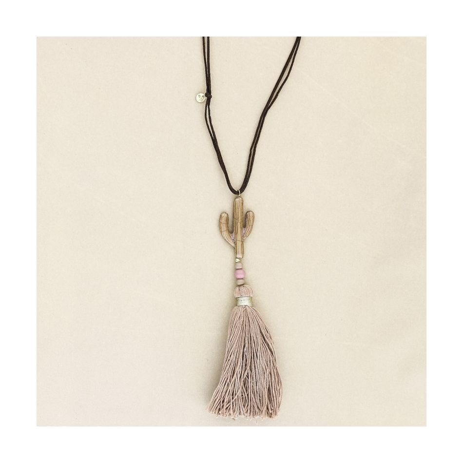 COLLAR LARGO COLGANTE CACTUS FLECO