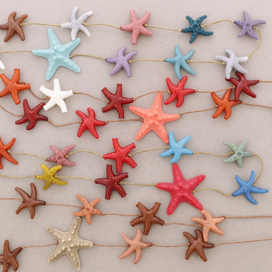 COLLAR LARGO ESTRELLAS DE MAR RESINA