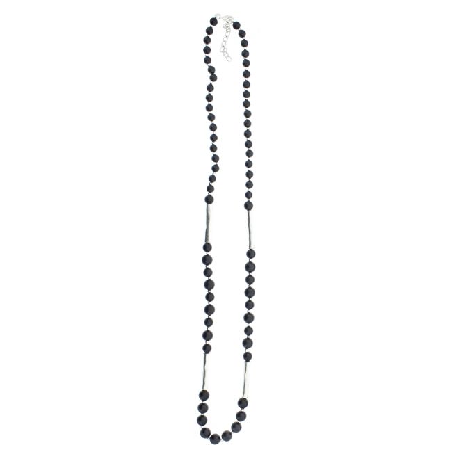 LONG NECKLACE BALLS METAL TUBES