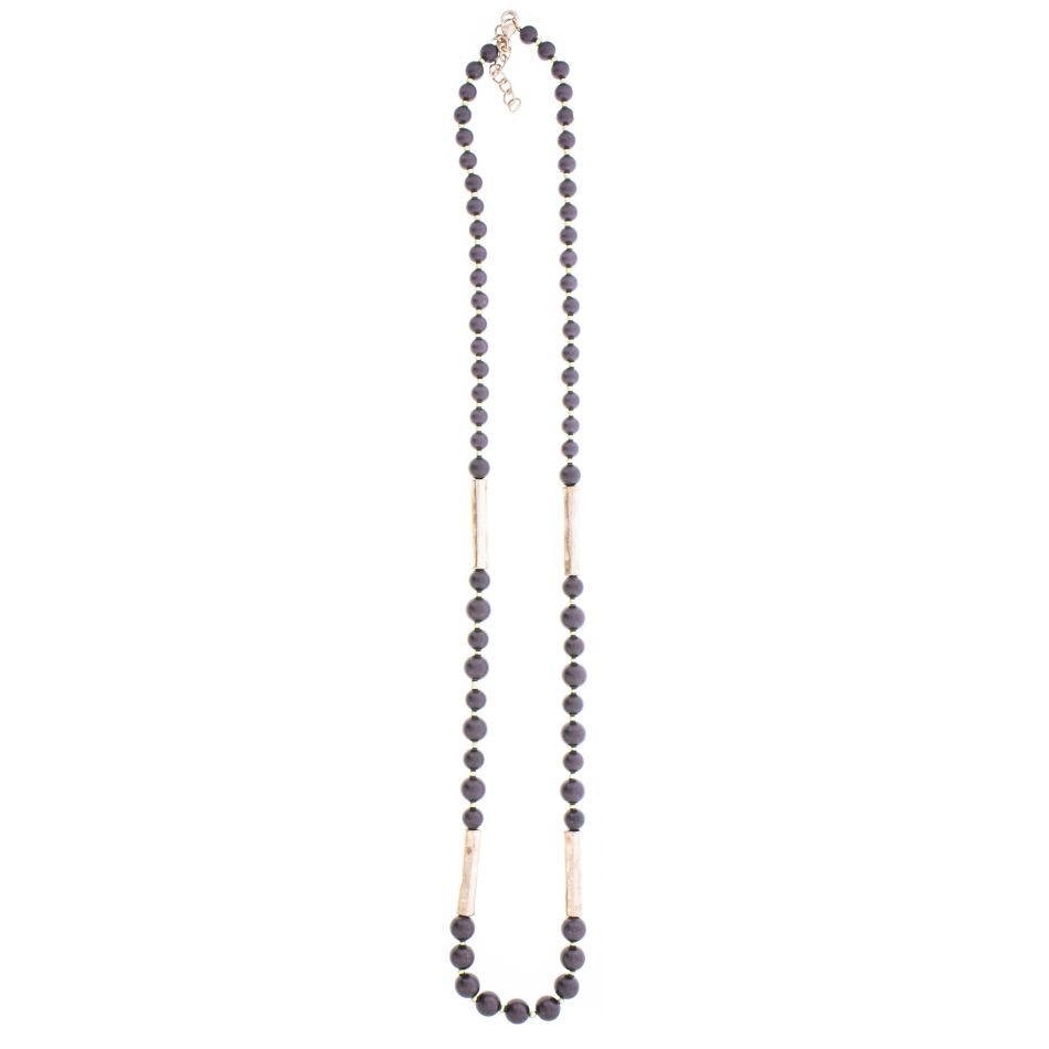 LONG NECKLACE BALLS METAL TUBES