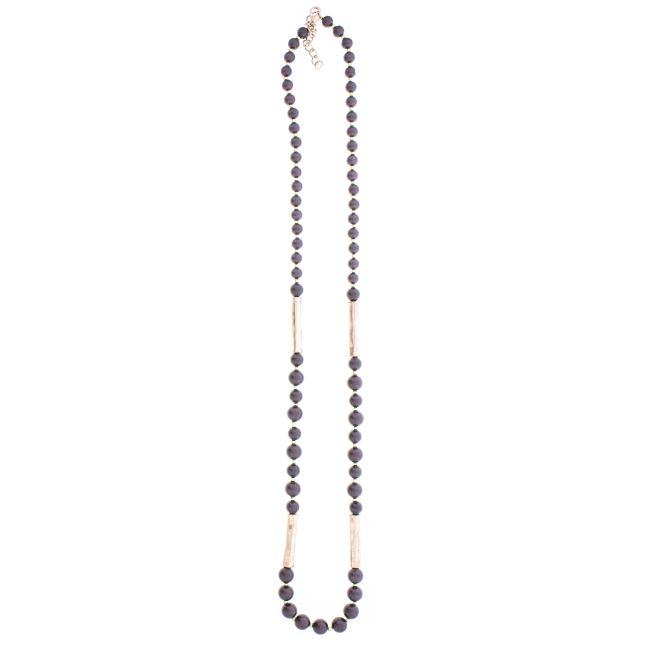 LONG NECKLACE BALLS METAL TUBES