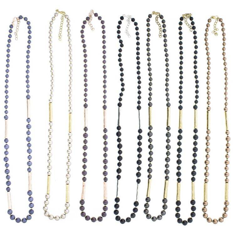 COLLAR LARGO BOLAS TUBOS METAL 2