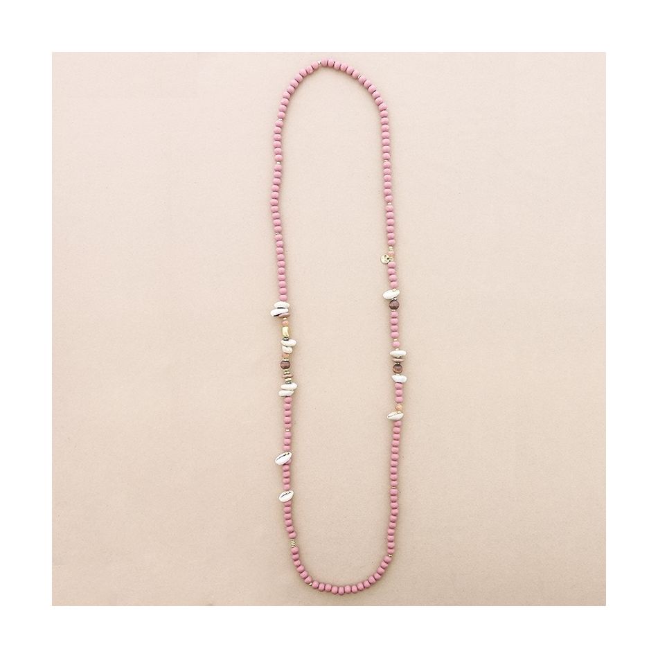 COLLAR LARGO CUENTAS MADERA CONCHAS