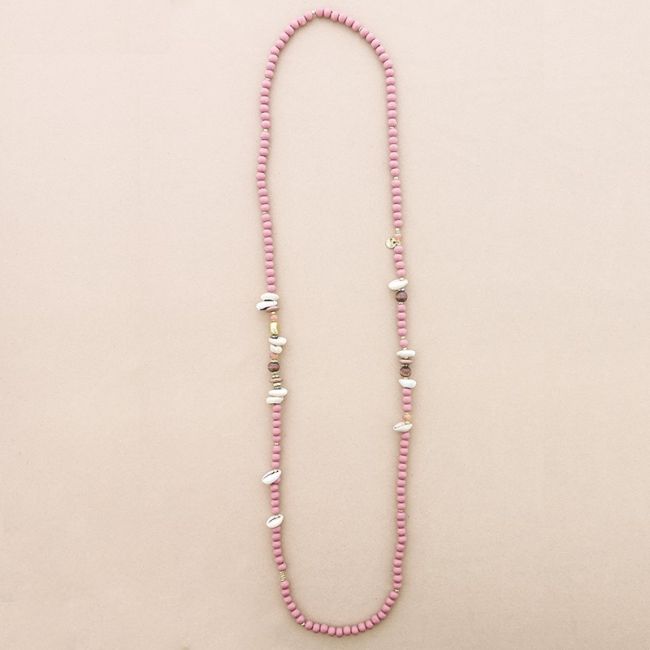 COLLAR LARGO CUENTAS MADERA CONCHAS