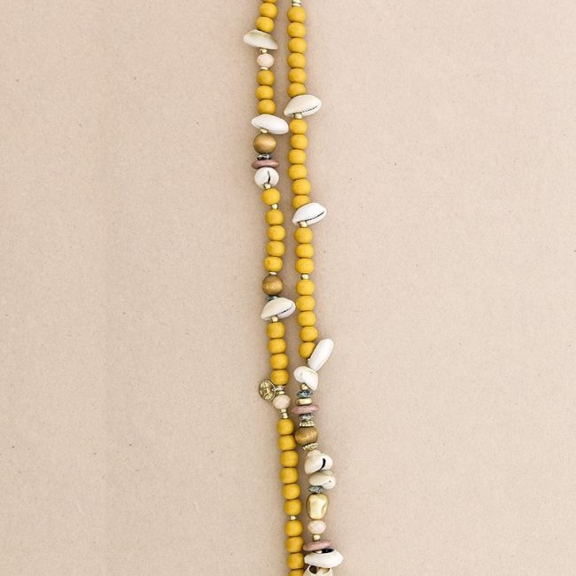 COLLAR LARGO CUENTAS MADERA CONCHAS