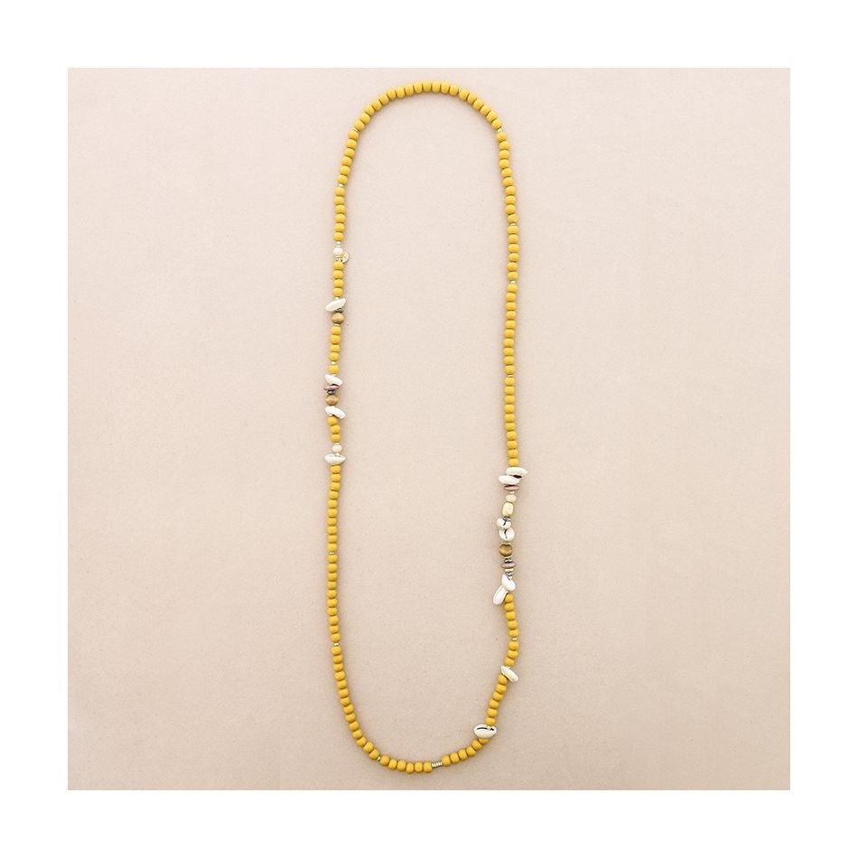 COLLAR LARGO CUENTAS MADERA CONCHAS