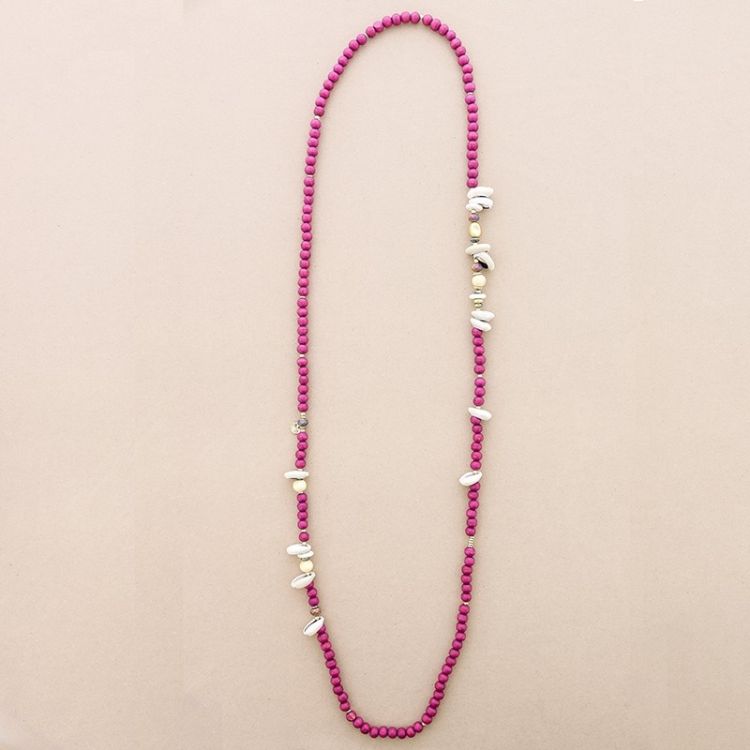 COLLAR LARGO CUENTAS MADERA CONCHAS 2