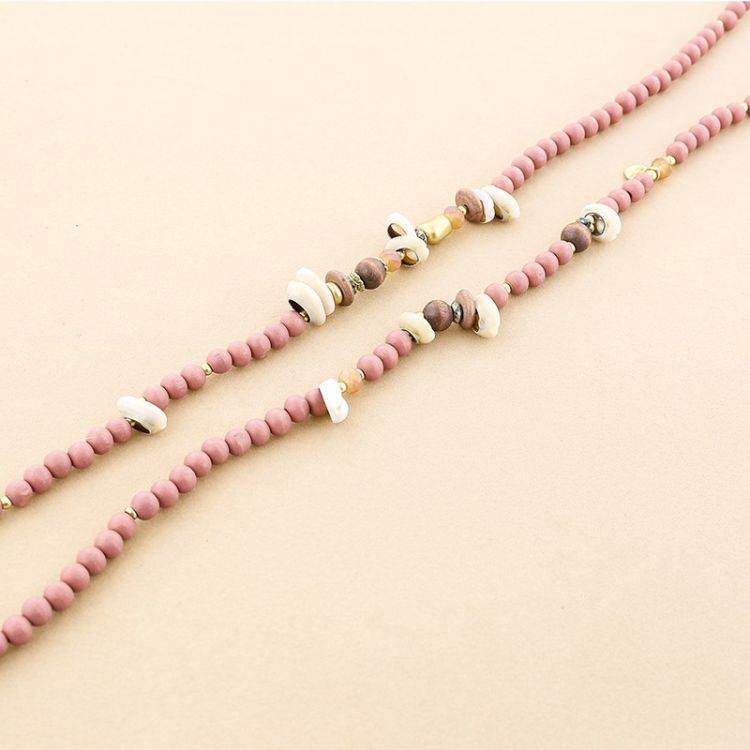 COLLAR LARGO CUENTAS MADERA CONCHAS
