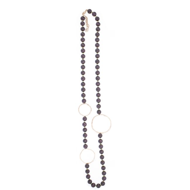 LONG METAL LINKS BALL NECKLACE