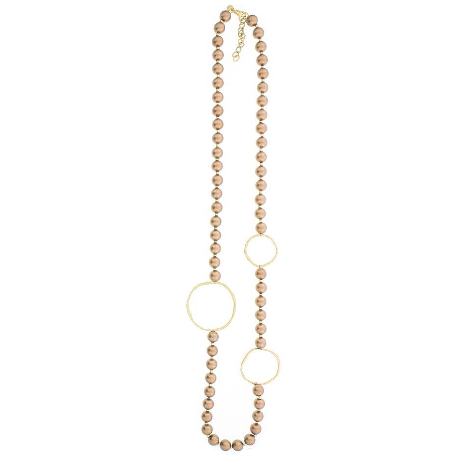 LONG METAL LINKS BALL NECKLACE
