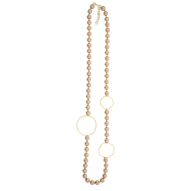 LONG METAL LINKS BALL NECKLACE