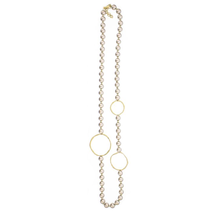 LONG METAL LINKS BALL NECKLACE