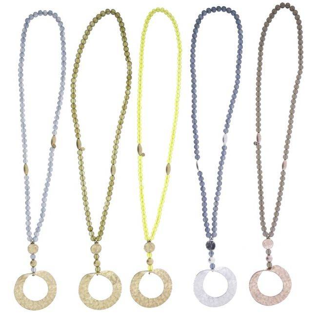 LONG METAL PENDANT BALLS NECKLACE