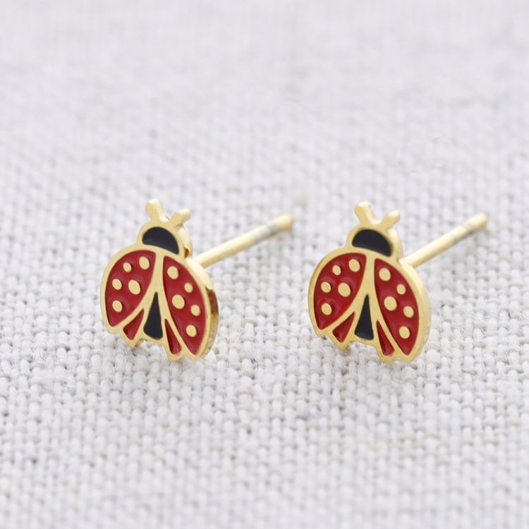 PENDIENTES ACERO MARIQUITA ESMALTE