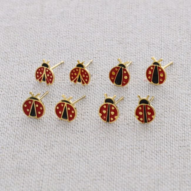 PENDIENTES ACERO MARIQUITA ESMALTE