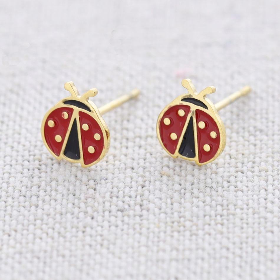 LADYBUG ENAMEL STEEL EARRINGS