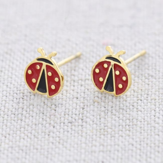 PENDIENTES ACERO MARIQUITA ESMALTE