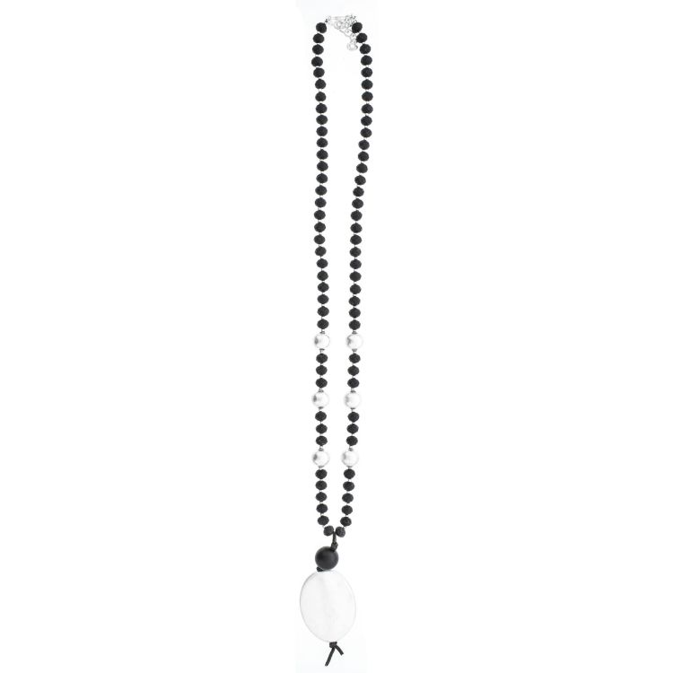 LONG NECKLACE WITH FACETED CRYSTALS WITH IMITATION METAL BEADS 2