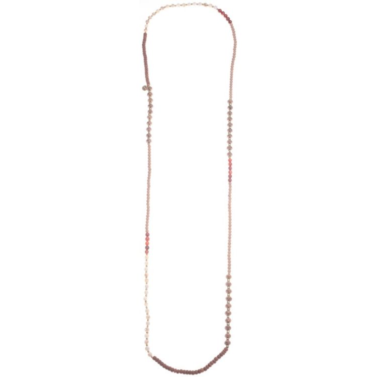 COLLAR LARGO CUENTAS MADERA PIEDRAS 1.2M