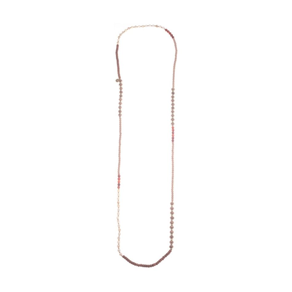 COLLAR LARGO CUENTAS MADERA PIEDRAS 1.2M