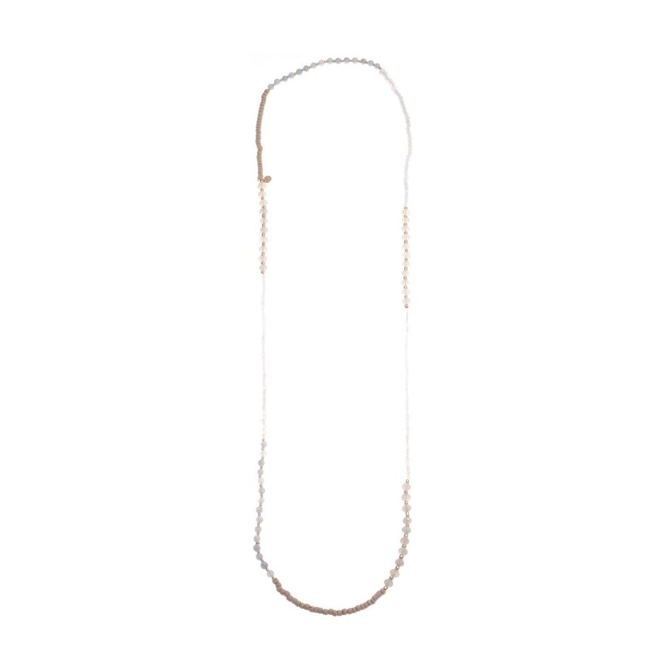 LONG NECKLACE WITH WOODEN STONE BEADS 1.2M