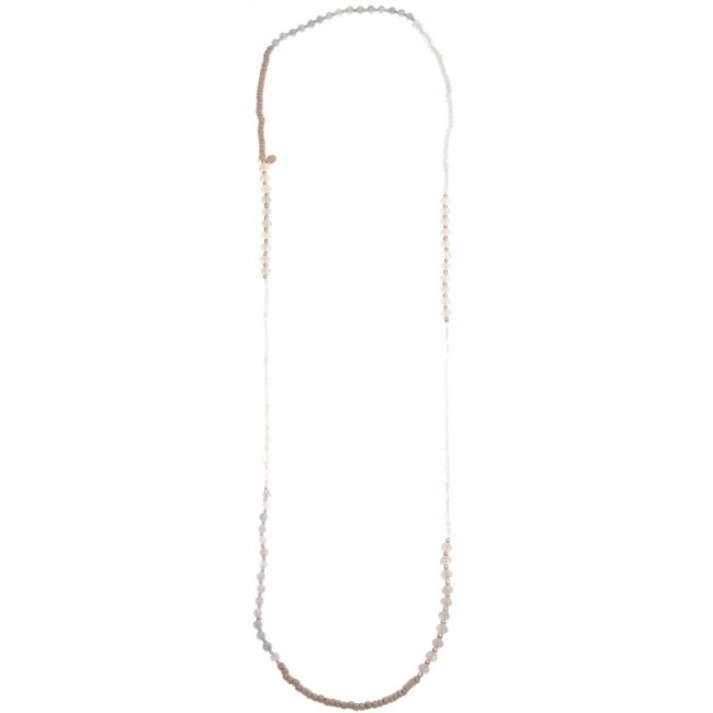 LONG NECKLACE WITH WOODEN STONE BEADS 1.2M