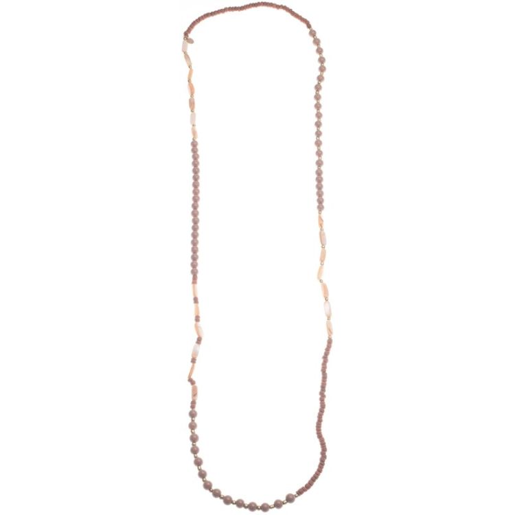 COLLAR LARGO CUENTAS MADERA PIEDRAS 1.2M