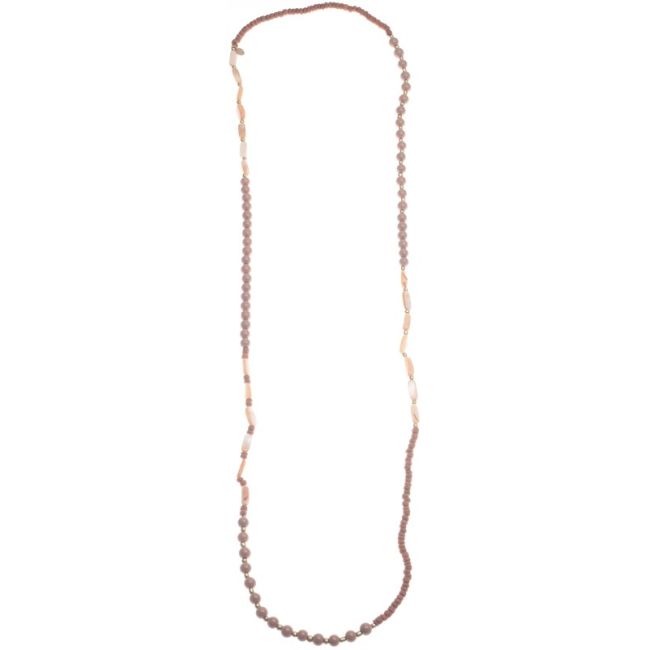 COLLAR LARGO CUENTAS MADERA PIEDRAS 1.2M