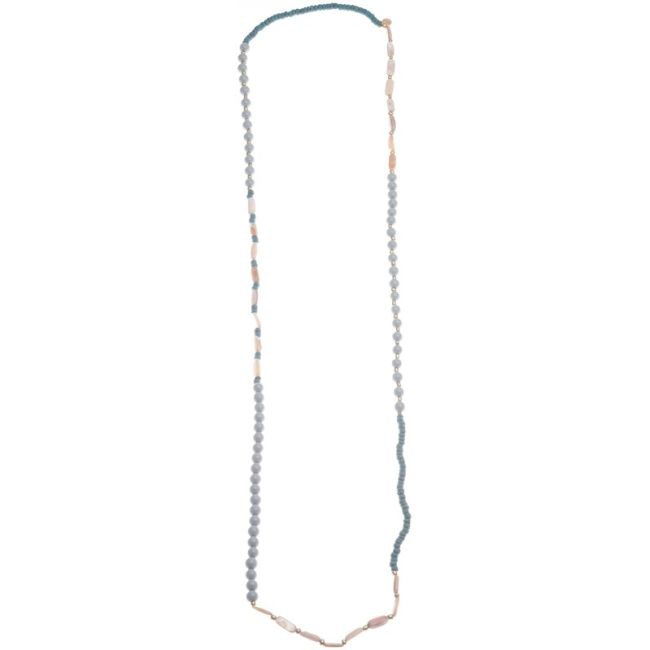 LONG NECKLACE WITH WOODEN STONE BEADS 1.2M